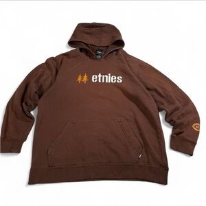 Vintage 00s Etnies Skate Skateboard Brown Pullover Hoodie Sweatshirt Size Large